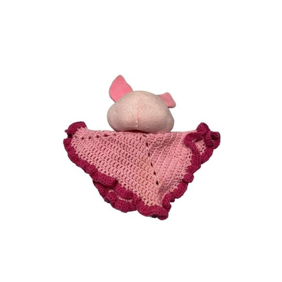 Piglet Pink SECURITY BLANKET BABY LOVEY NURSERY DECOR CROCHET Plush Doll Pig - Picture 4 of 4